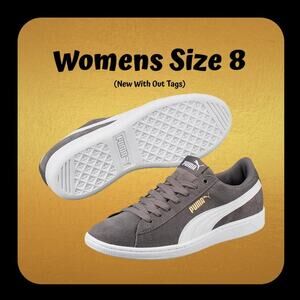 Women's Gray Suede Puma Ladies Vikky Softfoam Sneaker Shoe Size 8